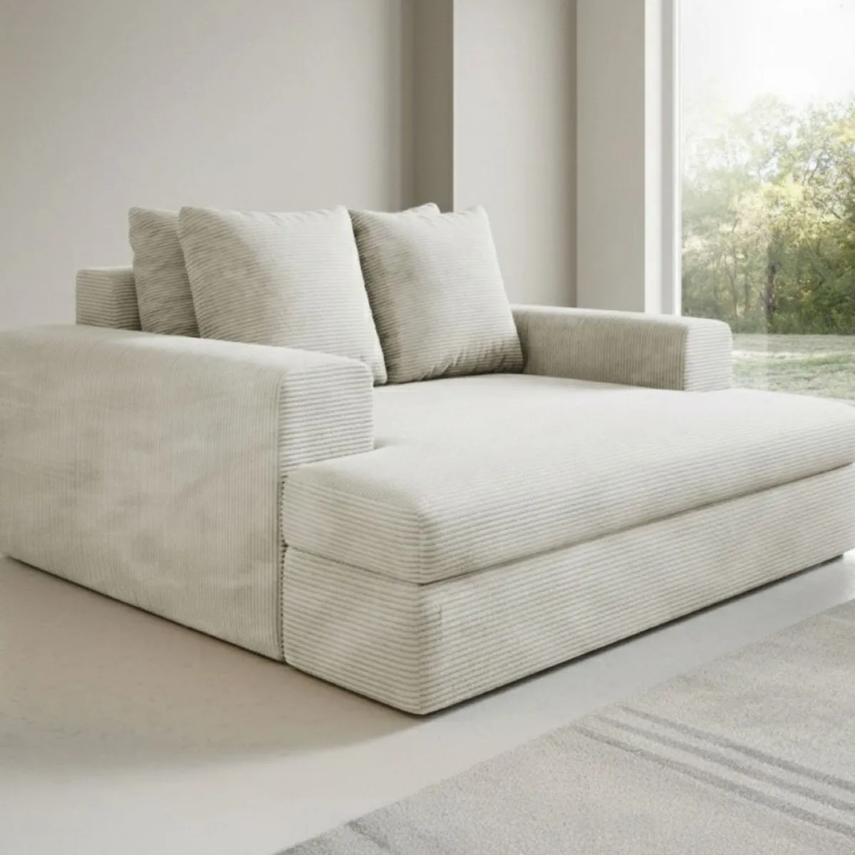 Divani Fissi 2 Posti > Dmora Divano Fisso 2 Posti Cuscini Sfoderabili Braccioli 162x167x86h cm, Posti a Sedere 2 - Comazzo Bianco Crema