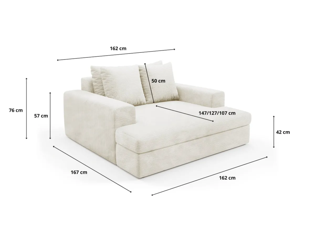 Divani Fissi 2 Posti > Dmora Divano Fisso 2 Posti Cuscini Sfoderabili Braccioli 162x167x86h cm, Posti a Sedere 2 - Comazzo Bianco Crema