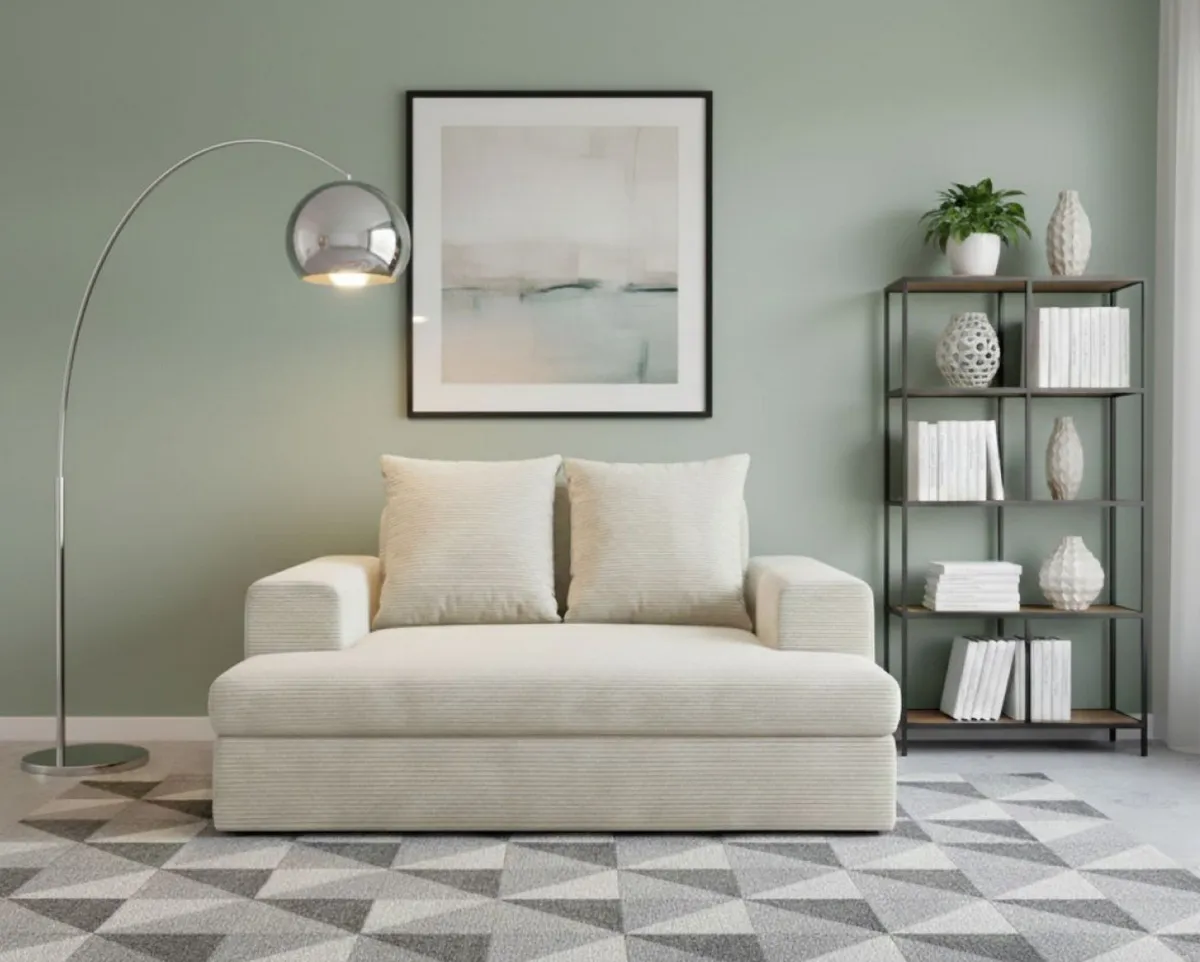 Divani Fissi 2 Posti > Dmora Divano Fisso 2 Posti Cuscini Sfoderabili Braccioli 162x167x86h cm, Posti a Sedere 2 - Comazzo Bianco Crema