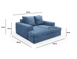 Divani Fissi 2 Posti > Dmora Divano Fisso 2 Posti Cuscini Sfoderabili Braccioli 162x167x86h cm, Posti a Sedere 2 - Comazzo Blu