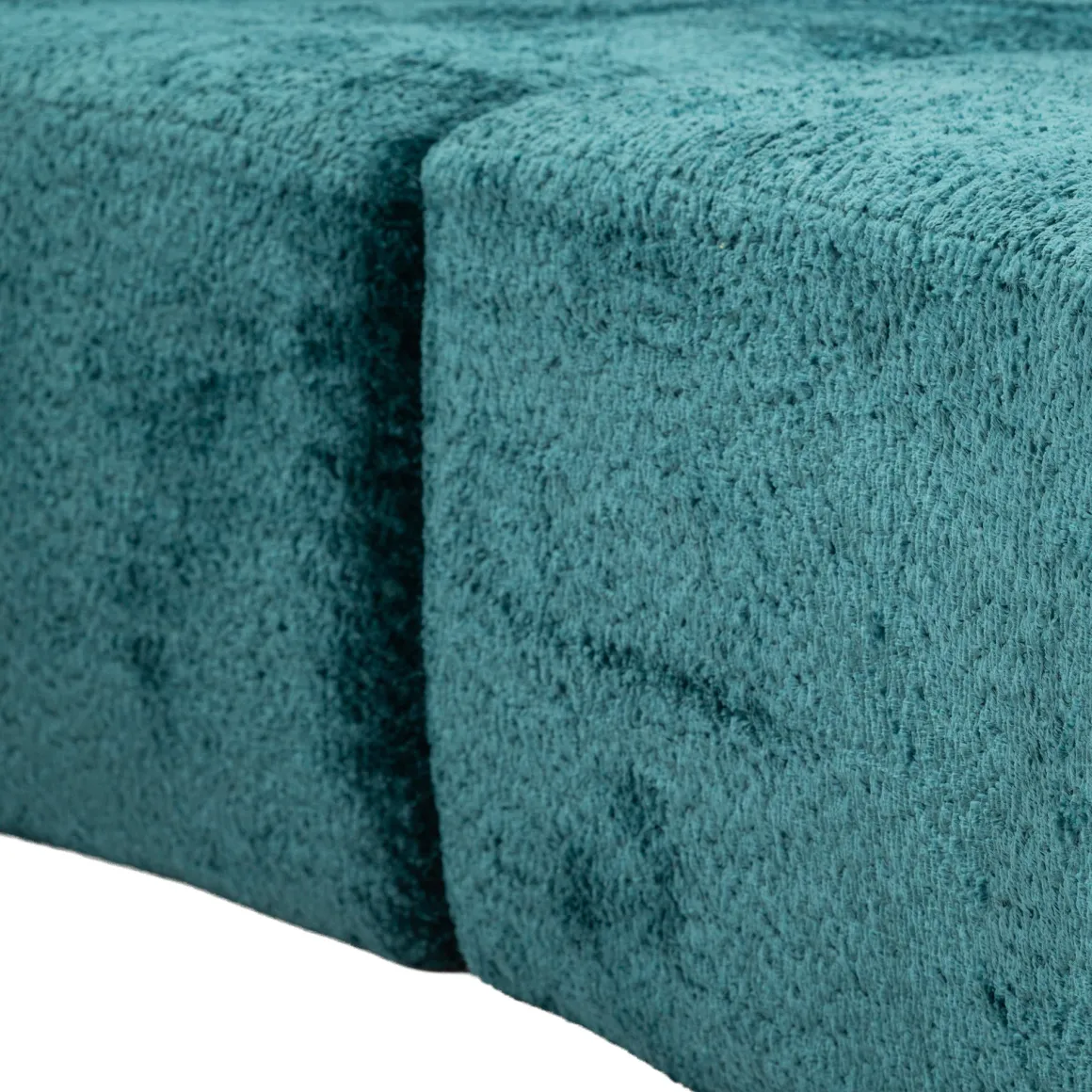 Divano Fisso 2 Posti blu Petrolio Rivestimento in Tessuto Bouclè Posti a Sedere 2 40x43x115h cm, Braccioli - Masule