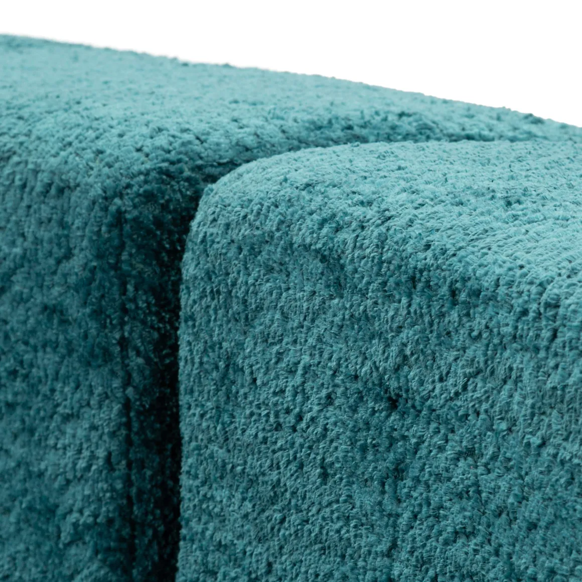 Divano Fisso 2 Posti blu Petrolio Rivestimento in Tessuto Bouclè Posti a Sedere 2 40x43x115h cm, Braccioli - Masule