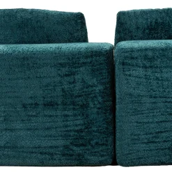 Divano Fisso 2 Posti blu Petrolio Rivestimento in Tessuto Bouclè Posti a Sedere 2 40x43x115h cm, Braccioli - Masule