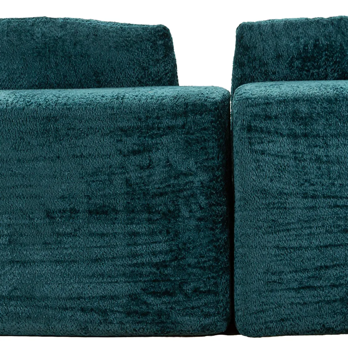 Divano Fisso 2 Posti blu Petrolio Rivestimento in Tessuto Bouclè Posti a Sedere 2 40x43x115h cm, Braccioli - Masule