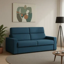 Divano Fisso 2 Posti blu Sfoderabile Idrorepellente 180x95x100h cm, Lavabile Made in Italy - Vialfre