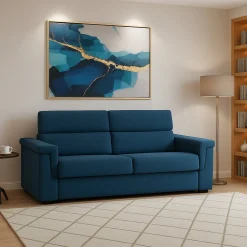 Divano Fisso 2 Posti blu Sfoderabile Idrorepellente 185x95x100h cm, Lavabile Made in Italy - Lapio