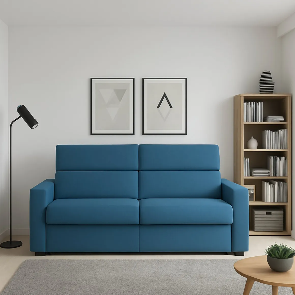 Divano Fisso 2 Posti blu Sfoderabile Idrorepellente 200x95x100h cm, Lavabile Made in Italy - Letino