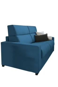 Divano Fisso 3 Posti blu Sfoderabile Lavabile 220x95 cm, Braccioli Made in Italy - Ozegna