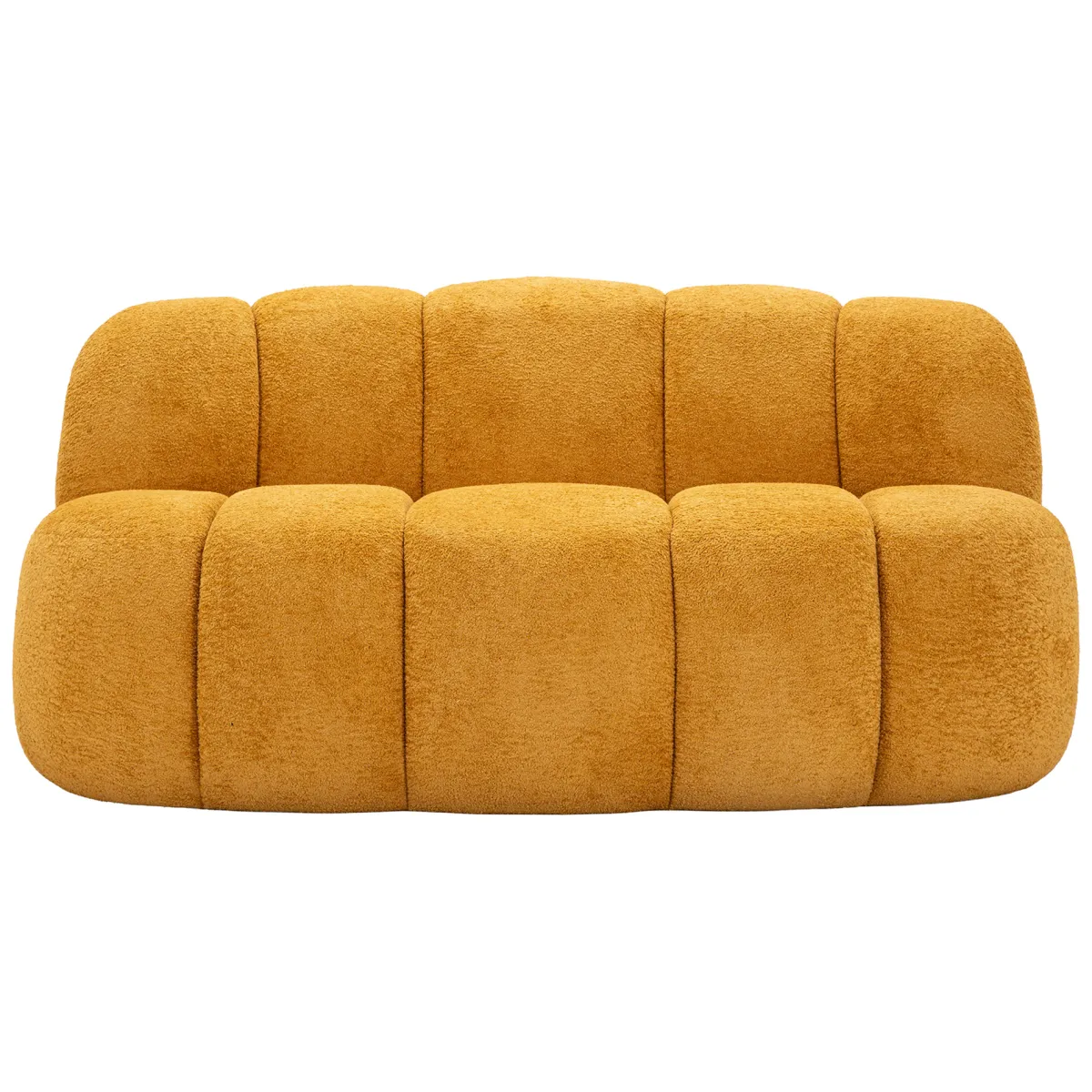Divani Fissi 2 Posti > Dmora Divano Fisso 2 Posti Posti a Sedere 2 Materiale Struttura in Legno Nobilitato 82x58x147h cm, Altezza Seduta 40 cm - Alchi Giallo Senape