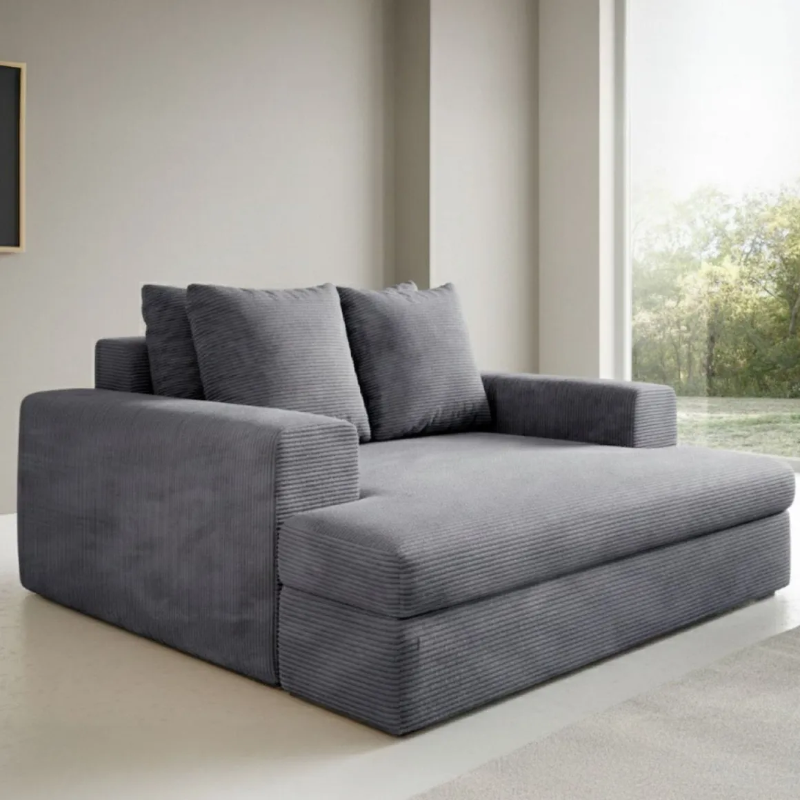 Divano Fisso 2 Posti Grigio Chiaro Cuscini Sfoderabili Braccioli 162x167x86h cm, Posti a Sedere 2 - Comazzo