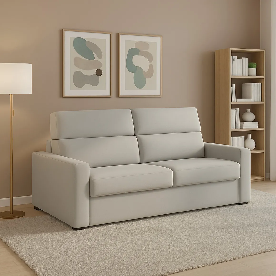 Divani Fissi 2 Posti > Dmora Divano Fisso 2 Posti Sfoderabile Idrorepellente 205x95x100h cm, Lavabile Made in Italy - Flaibano Grigio Chiaro