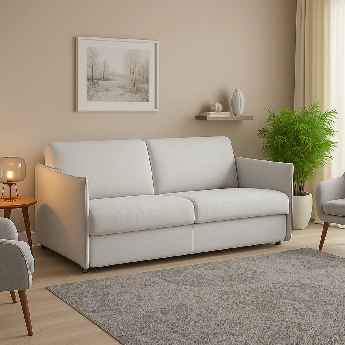 Divani Fissi 3 Posti > Dmora Divano Fisso 3 Posti Sfoderabile Lavabile 200x95 cm, Braccioli Made in Italy - Severo Grigio Chiaro