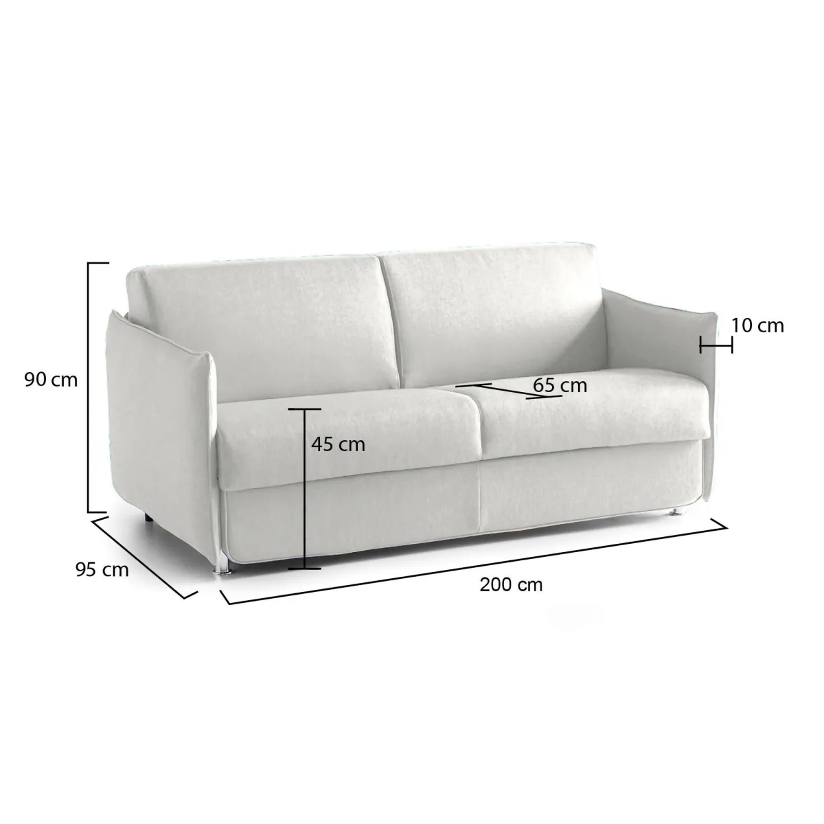 Divani Fissi 3 Posti > Dmora Divano Fisso 3 Posti Sfoderabile Lavabile 200x95 cm, Braccioli Made in Italy - Severo Grigio Chiaro