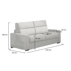 Divani Fissi 3 Posti > Dmora Divano Fisso 3 Posti Sfoderabile Lavabile 225x95 cm, Braccioli Made in Italy - Cantu Grigio Chiaro