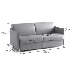 Divani Fissi 2 Posti > Dmora Divano Fisso 2 Posti Sfoderabile Idrorepellente 180x95x100h cm, Lavabile Made in Italy - Vialfre Grigio