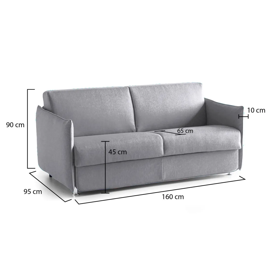 Divani Fissi 2 Posti > Dmora Divano Fisso 2 Posti Sfoderabile Idrorepellente 180x95x100h cm, Lavabile Made in Italy - Vialfre Grigio