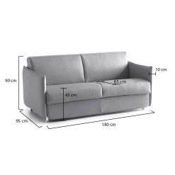 Divano Fisso 2 Posti Grigio Sfoderabile Idrorepellente 180x95x90h cm, Lavabile Made in Italy - Varedo
