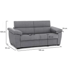 Divani Fissi 2 Posti > Dmora Divano Fisso 2 Posti Sfoderabile Idrorepellente 200x95x100h cm, Lavabile Made in Italy - Letino Grigio