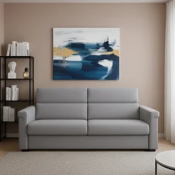 Divano Fisso 2 Posti Grigio Sfoderabile Idrorepellente 205x95x100h cm, Lavabile Made in Italy - Flaibano