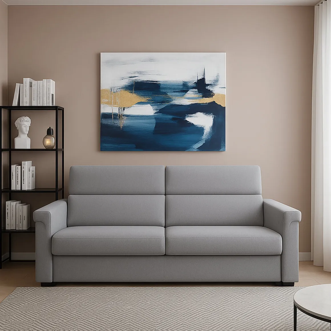 Divano Fisso 2 Posti Grigio Sfoderabile Idrorepellente 205x95x100h cm, Lavabile Made in Italy - Flaibano