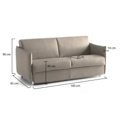 Divani Fissi 2 Posti > Dmora Divano Fisso 2 Posti Sfoderabile Idrorepellente 180x95x100h cm, Lavabile Made in Italy - Vialfre Grigio Tortora
