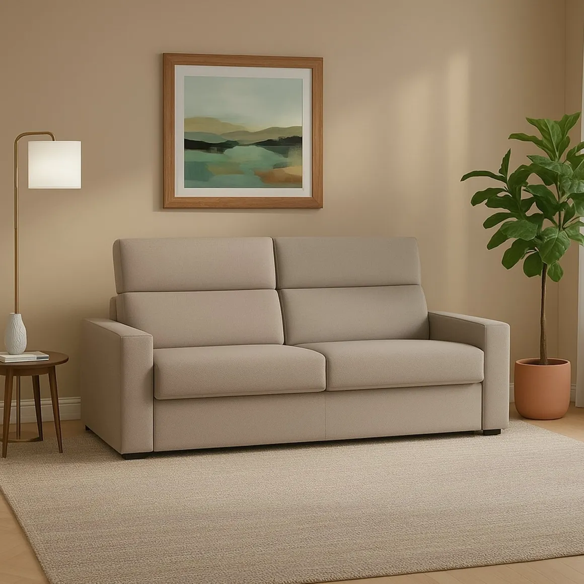 Divano Fisso 3 Posti Grigio Tortora Sfoderabile Lavabile 220x95 cm, Braccioli Made in Italy - Ozegna