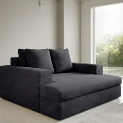 Divani Fissi 2 Posti > Dmora Divano Fisso 2 Posti Cuscini Sfoderabili Braccioli 162x167x86h cm, Posti a Sedere 2 - Comazzo Nero