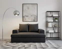 Divani Fissi 2 Posti > Dmora Divano Fisso 2 Posti Cuscini Sfoderabili Braccioli 162x167x86h cm, Posti a Sedere 2 - Comazzo Nero