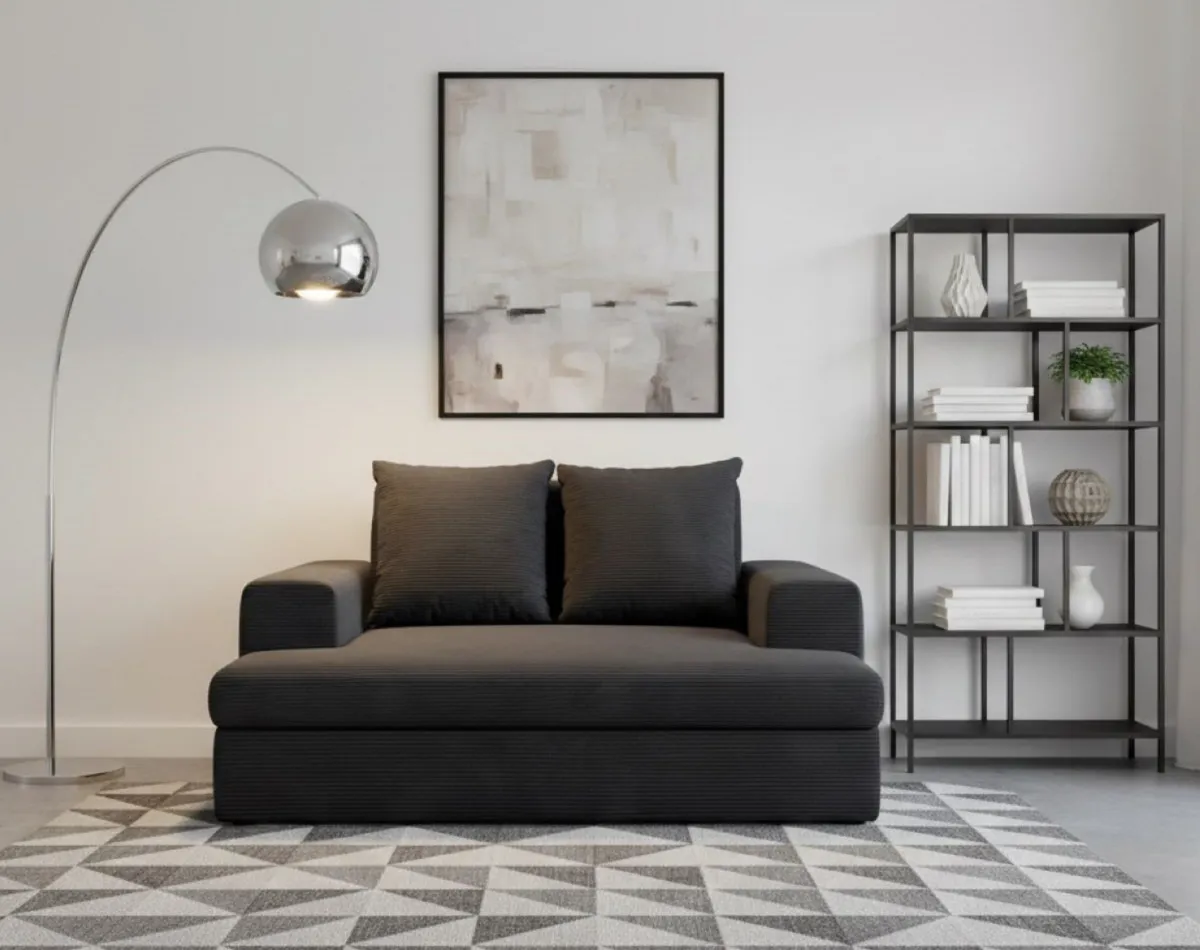 Divani Fissi 2 Posti > Dmora Divano Fisso 2 Posti Cuscini Sfoderabili Braccioli 162x167x86h cm, Posti a Sedere 2 - Comazzo Nero