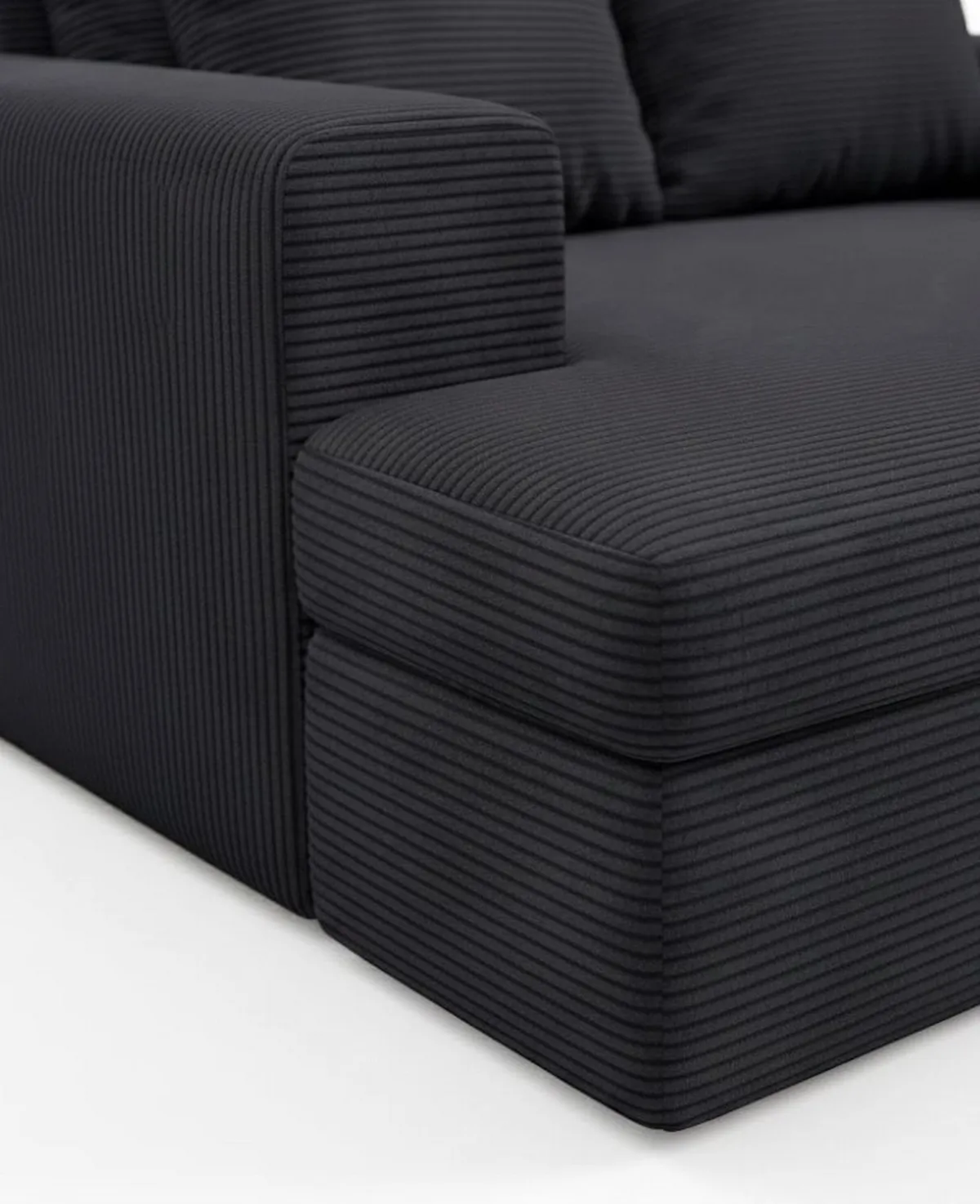 Divani Fissi 2 Posti > Dmora Divano Fisso 2 Posti Cuscini Sfoderabili Braccioli 162x167x86h cm, Posti a Sedere 2 - Comazzo Nero