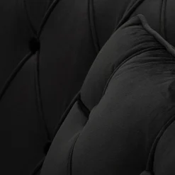 Divano Fisso 2 Posti Nero oro Effetto Velluto Trapuntato Braccioli 130x83x91h cm, Cuscini Inclusi - Diskit