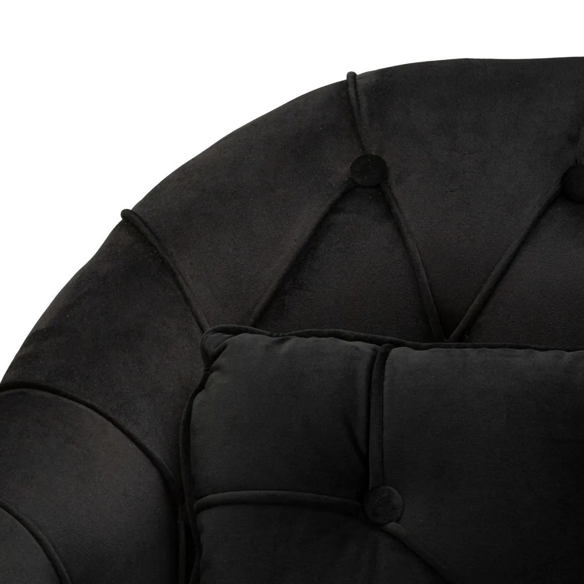 Divano Fisso 2 Posti Nero oro Effetto Velluto Trapuntato Braccioli 130x83x91h cm, Cuscini Inclusi - Diskit