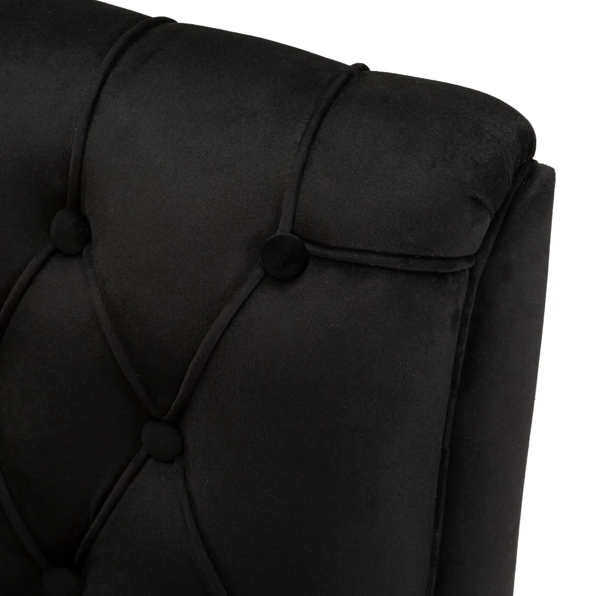 Divano Fisso 2 Posti Nero oro Effetto Velluto Trapuntato Braccioli 130x83x91h cm, Cuscini Inclusi - Diskit