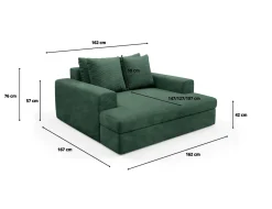 Divani Fissi 2 Posti > Dmora Divano Fisso 2 Posti Cuscini Sfoderabili Braccioli 162x167x86h cm, Posti a Sedere 2 - Comazzo Verde