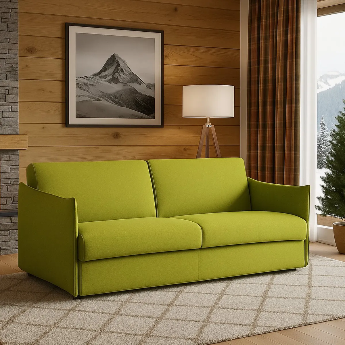 Divani Fissi 2 Posti > Dmora Divano Fisso 2 Posti Sfoderabile Idrorepellente 160x95x90h cm, Lavabile Made in Italy - Monleale Verde