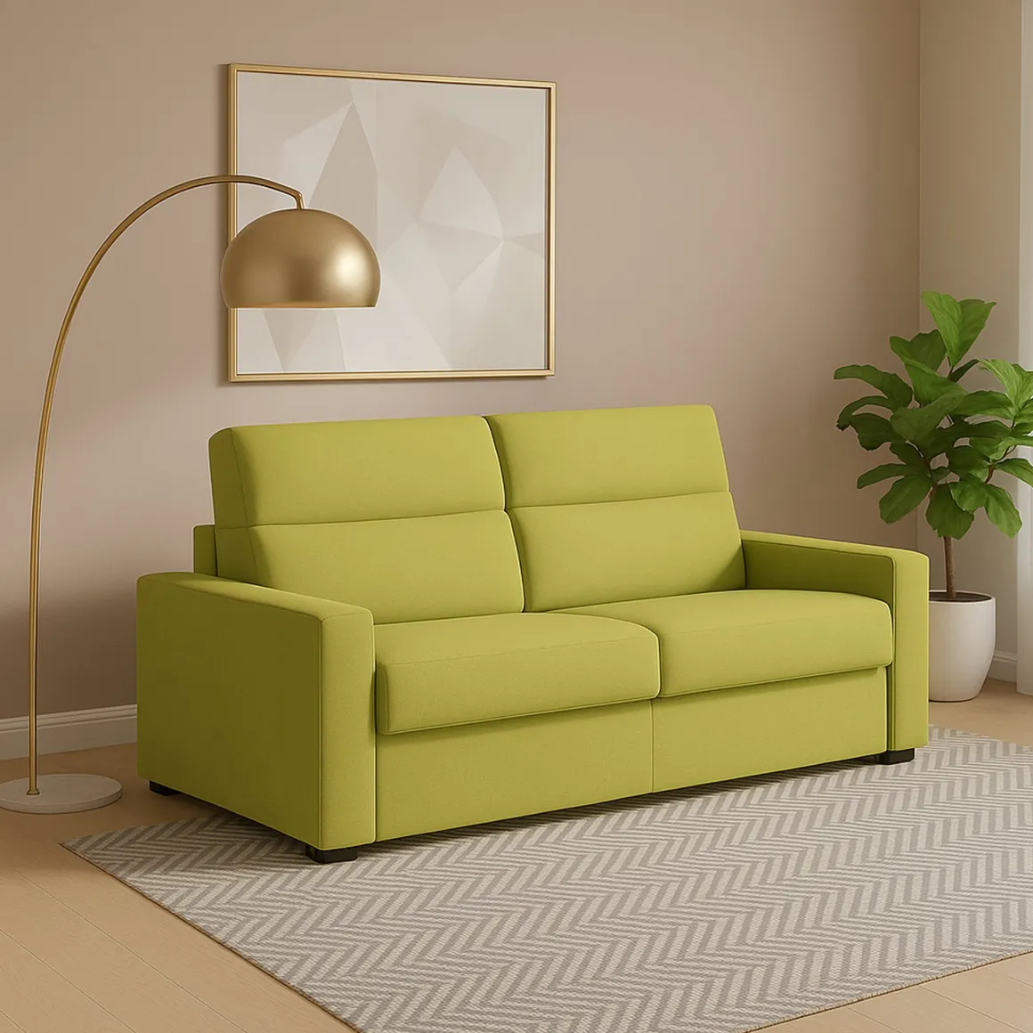 Divano Fisso 2 Posti Verde Sfoderabile Idrorepellente 180x95x100h cm, Lavabile Made in Italy - Vialfre