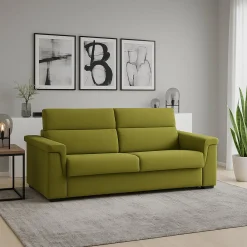 Divano Fisso 2 Posti Verde Sfoderabile Idrorepellente 185x95x100h cm, Lavabile Made in Italy - Lapio