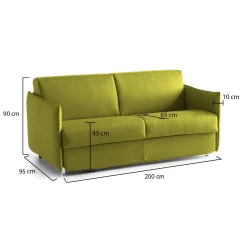 Divani Fissi 3 Posti > Dmora Divano Fisso 3 Posti Sfoderabile Lavabile 200x95 cm, Braccioli Made in Italy - Severo Verde