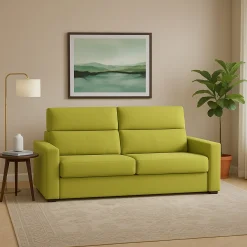 Divano Fisso 3 Posti Verde Sfoderabile Lavabile 220x95 cm, Braccioli Made in Italy - Ozegna