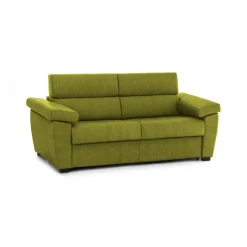 Divano Fisso 3 Posti Verde Sfoderabile Lavabile 225x95 cm, Braccioli Made in Italy - Giffone