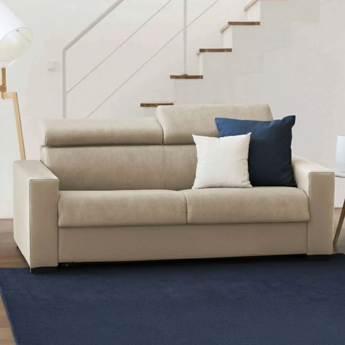 Divani Fissi 2 Posti|Salotto > Dmora Divano in legno e ferro rivestito in tessuto 180x95x85h cm - Kiev Beige