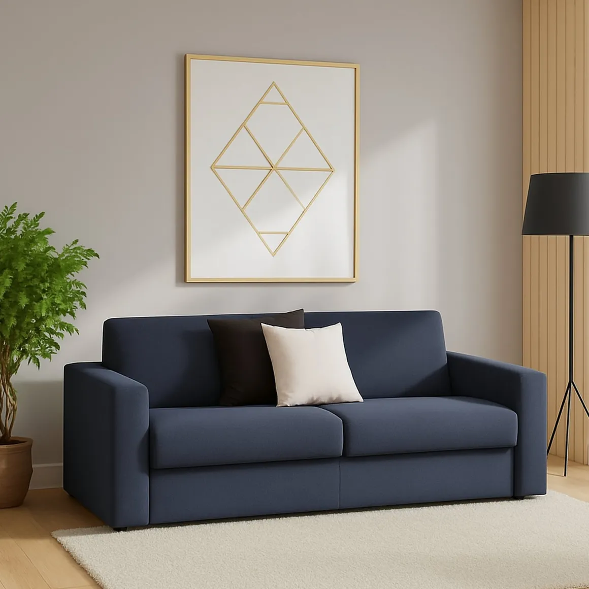 Divani Fissi 2 Posti|Salotto > Dmora Divano in legno e ferro rivestito in tessuto 180x95x85h cm - Kiev Blu