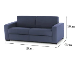 Divani Fissi 2 Posti|Salotto > Dmora Divano in legno e ferro rivestito in tessuto 180x95x85h cm - Kiev Blu