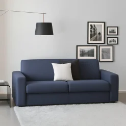 Divani Fissi 2 Posti|Salotto > Dmora Divano in legno e ferro rivestito in tessuto 220x95x70h cm - Lepidolite Blu