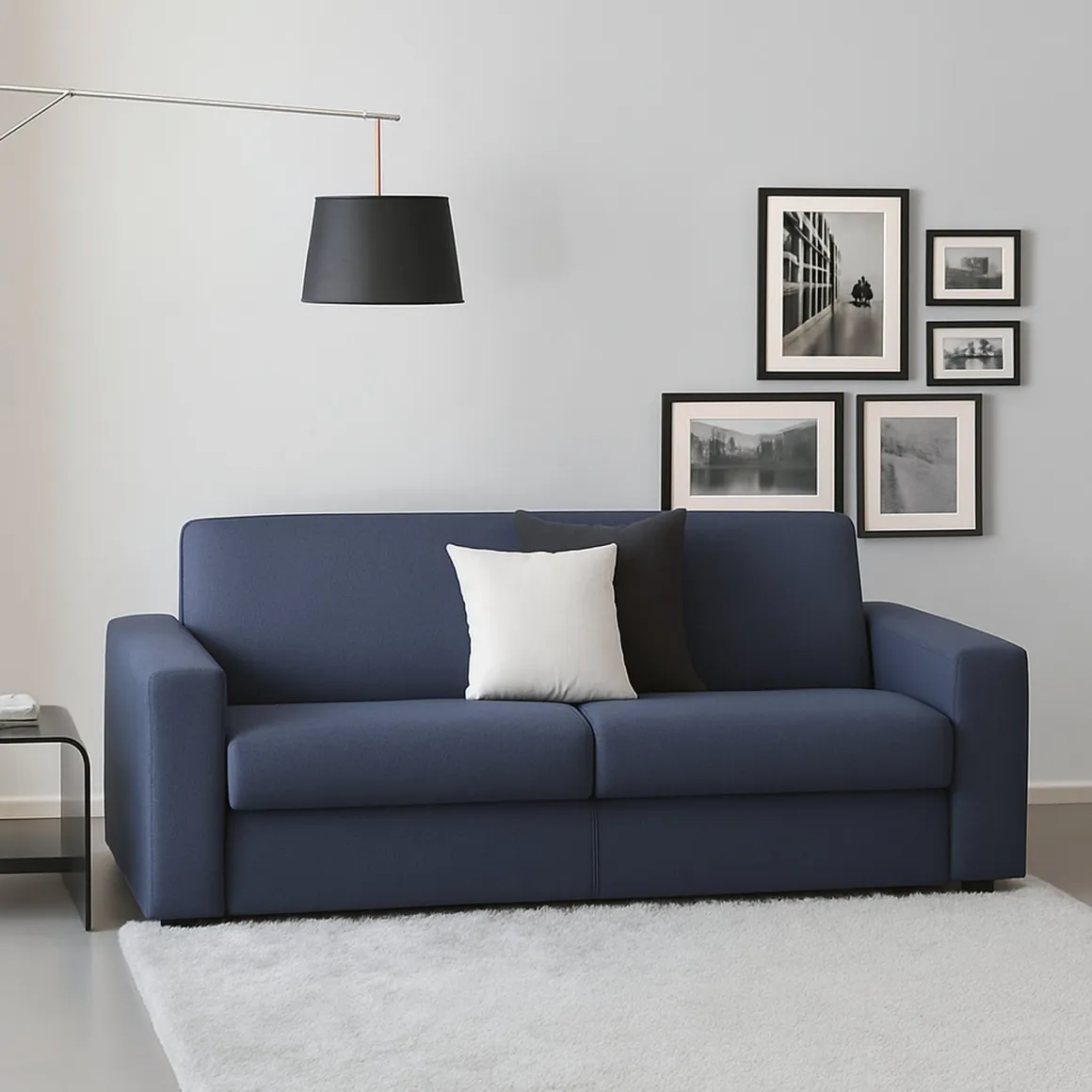 Divani Fissi 2 Posti|Salotto > Dmora Divano in legno e ferro rivestito in tessuto 220x95x70h cm - Lepidolite Blu