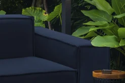 Divani Fissi 2 Posti|Salotto > Dmora Divano in legno e ferro rivestito in tessuto 220x95x70h cm - Lepidolite Blu