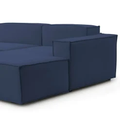 Divano in legno e ferro rivestito in tessuto blu 240x170x70h cm - Ameli