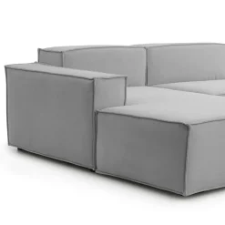 Divano in legno e ferro rivestito in tessuto grigio 340x170x70h cm - Atrillo