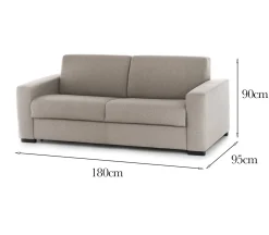 Divani Fissi 2 Posti|Salotto > Dmora Divano in legno e ferro rivestito in tessuto tortora 200x95x90h cm - Eletta Grigio Tortora