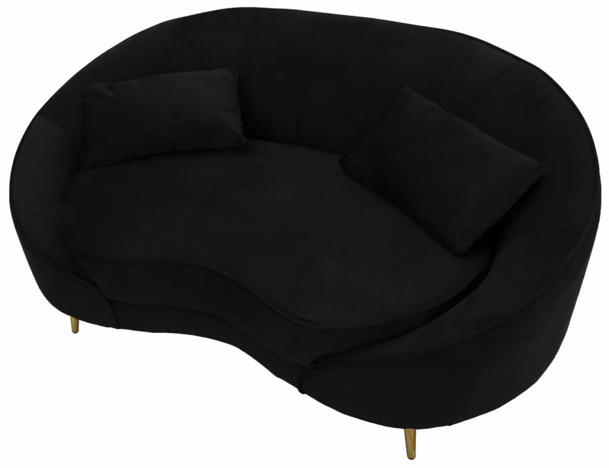 Divani Fissi 2 Posti > Dmora Divano in legno e metallo rivestito in tessuto nero e oro 148x84x68h cm - Gupta Oro, Nero